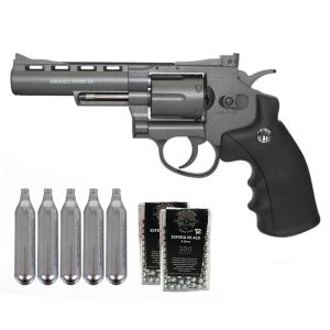 Revolver de Pressão Rossi 4" Co2 4.5mm + Cilindro Co2 12g + Esfera de aço 4.5mm