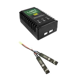 Carregador Compacto P/ Bateria Li-Po L1P1 - QGK + Bateria LiPo 7.4V 1100mAh 20C QGK