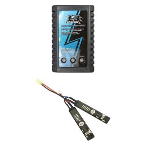 Carregador para Bateria LIPO L3 2S/3S + Bateria LiPo 7.4V 1100mAh 20C QGK