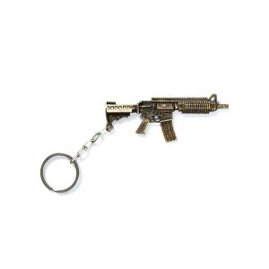 Chaveiro Metal Metralhadora Dourado Bélica