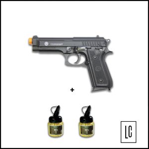 Pistola Airsoft PT92 + Capa + 2x BBs 0.12g 1000 Un