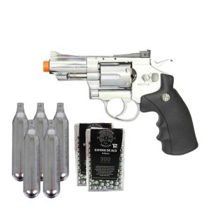 Revólver Rossi Pressão Co2 708S 2" 4.5mm + Cilindro Co2 + Esfera de Aço