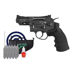 Revólver Co2 Gamo PR725 2,5" 4.5mm + CO2 + Óleo + Capa + Alvo 14x14 Rossi