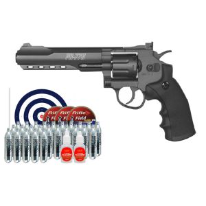 Revólver Co2 Gamo PR776 4.5mm + Chumbinho Field Super Magnum 500 Un + Co2 Gamo + Óleo + Alvos