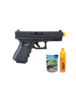 Pistola Airsoft GBB Glock G23 KWJ BlowBack + Green Gás + BB's 0.20g + Alvos