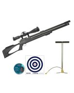 Carabina PCP Artemis M25 Thunder Black 9mm + Luneta Evo 6-24x50 + Bomba Manual + Chumbinho + Alvos