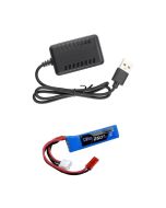 Carregador de Bateria Leão L2-USB 2A LiPo 2S Airsoft 7.4v + Bateria Lipo 7.4v 250mAh Pistola Airsoft