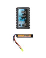 Carregador para Bateria LIPO L3 2S/3S + Bateria Airsoft Lipo 7.4V 1100mAh 20C