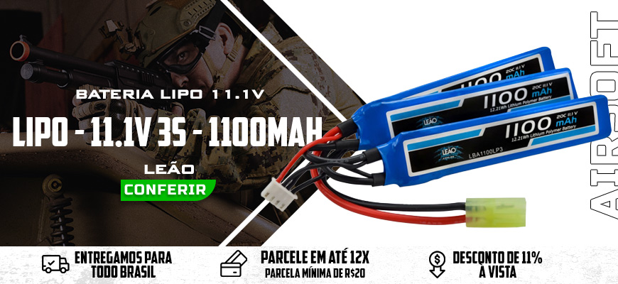 Bateria Airsoft LiPo - 11.1V 3S - 1100mAh - 20C/40C Bateria Airsoft LiPo - 11.1V 3S - 1100mAh - 20C/40C