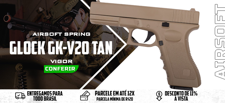 Pistola Airsoft Spring Full Metal Glock GK-V20 TAN