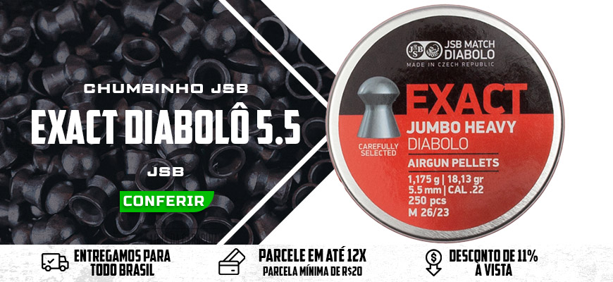 Chumbinho JSB Exact Jumbo Heavy Diabolô 5.5mm (.22) 18.13gr 250 Un