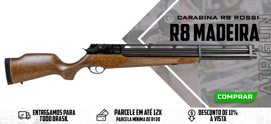 Carabina de Pressão PCP R8 Rossi Madeira 5.5mm Alto Fluxo 275 Bar