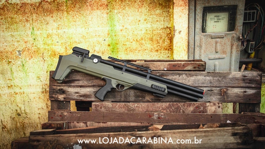 carabina pcp bullpup com coronha verde